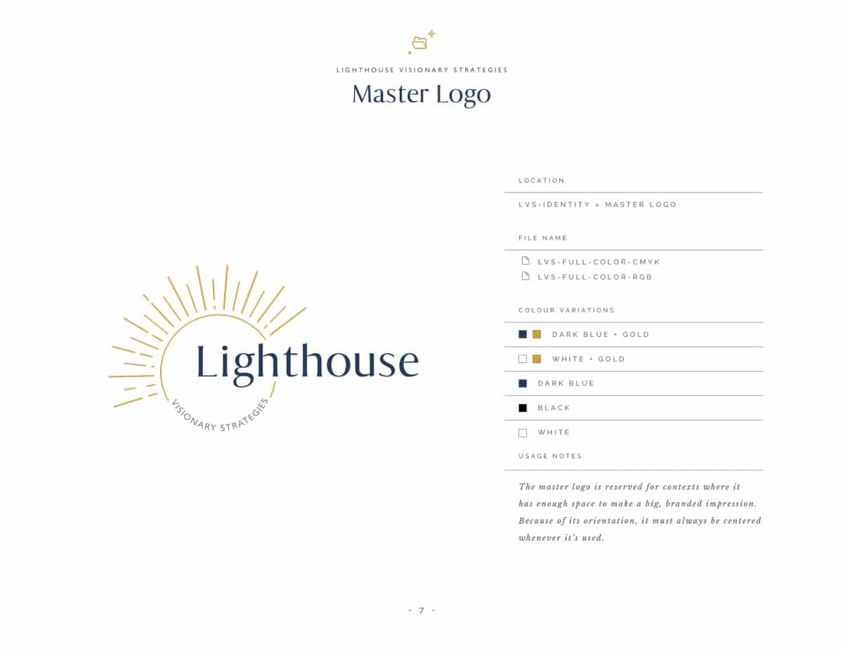 Lighthouse Visionary Brand Guide Page