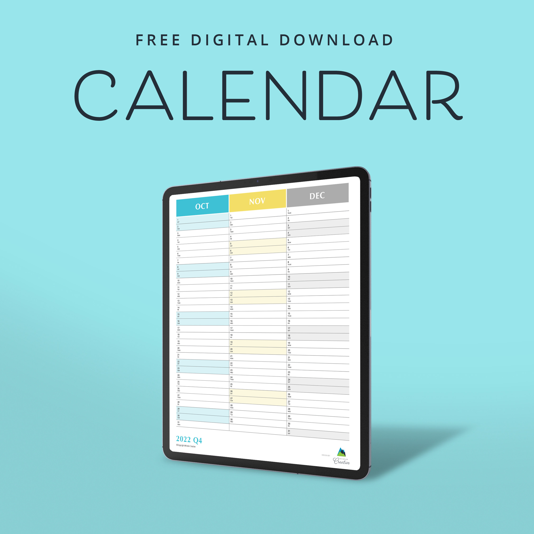 Free Digital Calendar Optin Page Whistler Creative