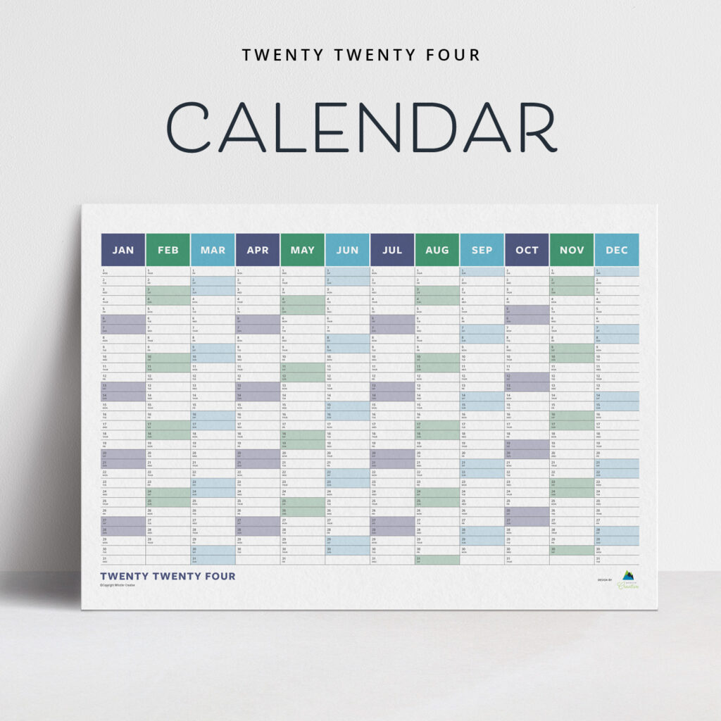 A 2024 Wall Calendar (Blue/Green)