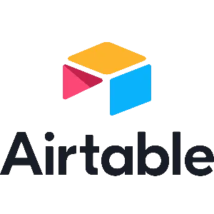 The Airtable logo features a geometric icon with yellow, pink, and blue shapes above the text "Airtable", making it one of the recommended tools for streamlined project management.